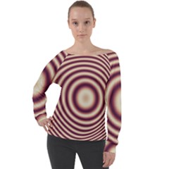 Strips Hole Off Shoulder Long Sleeve Velour Top