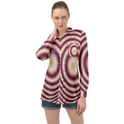 Strips Hole Long Sleeve Satin Shirt by Sparkle