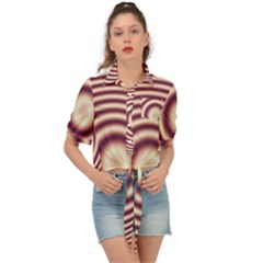 Strips Hole Tie Front Shirt  by Sparkle