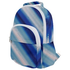 Blue White Rounded Multi Pocket Backpack by Sparkle