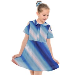 Blue White Kids  Short Sleeve Shirt Dress by Sparkle