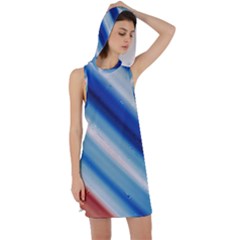 Blue White Racer Back Hoodie Dress by Sparkle