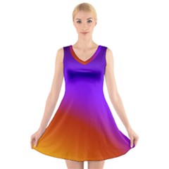 Violet Orange V-neck Sleeveless Dress by Sparkle