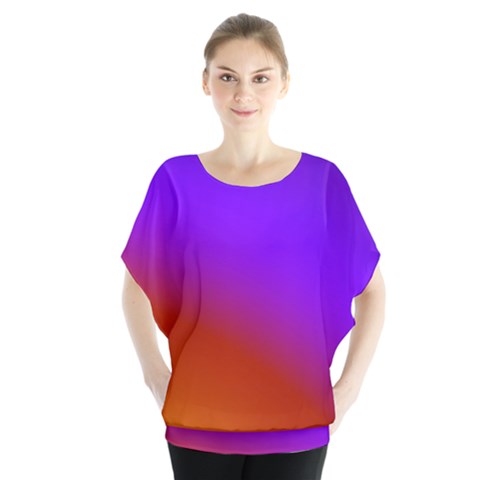 Violet Orange Batwing Chiffon Blouse by Sparkle