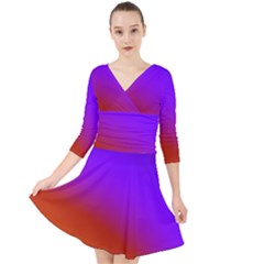 Violet Orange Quarter Sleeve Front Wrap Dress