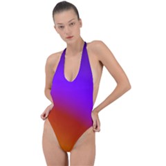 Violet Orange Backless Halter One Piece Swimsuit by Sparkle