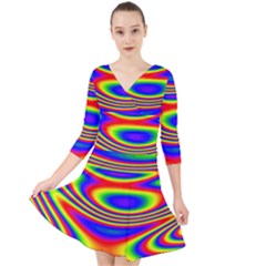 Rainbow Quarter Sleeve Front Wrap Dress