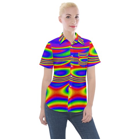 Rainbow Women s Short Sleeve Pocket Shirt by Sparkle