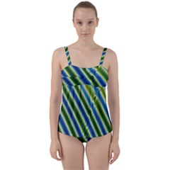 Blueglow Twist Front Tankini Set by Sparkle