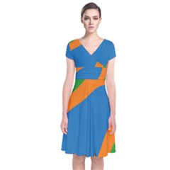 Rainbow Road Short Sleeve Front Wrap Dress