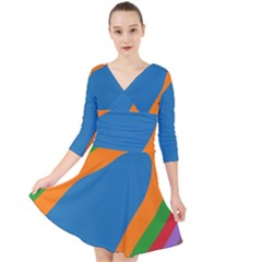 Rainbow Road Quarter Sleeve Front Wrap Dress by Sparkle