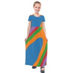 Rainbow Road Kids  Short Sleeve Maxi Dress