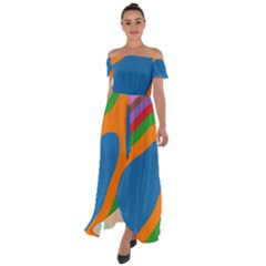 Rainbow Road Off Shoulder Open Front Chiffon Dress by Sparkle