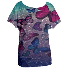 Glitter Butterfly Women s Oversized Tee by Sparkle