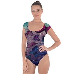 Glitter Butterfly Short Sleeve Leotard  by Sparkle