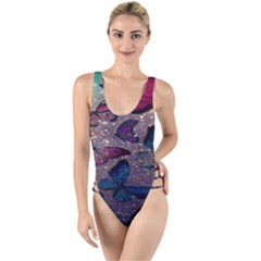 Glitter Butterfly High Leg Strappy Swimsuit by Sparkle