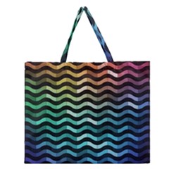 Digital Waves Zipper Large Tote Bag by Sparkle