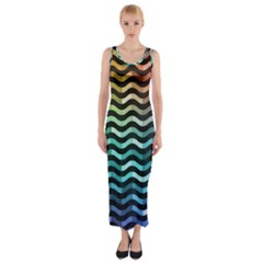 Digital Waves Fitted Maxi Dress by Sparkle