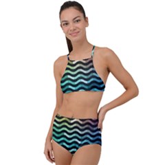 Digital Waves High Waist Tankini Set by Sparkle