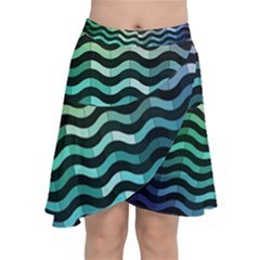 Digital Waves Chiffon Wrap Front Skirt by Sparkle