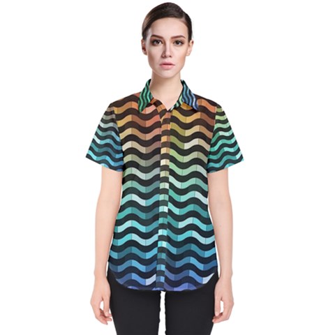 Digital Waves Women s Short Sleeve Shirt by Sparkle