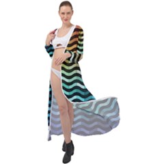 Digital Waves Maxi Chiffon Beach Wrap by Sparkle