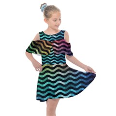 Digital Waves Kids  Shoulder Cutout Chiffon Dress by Sparkle