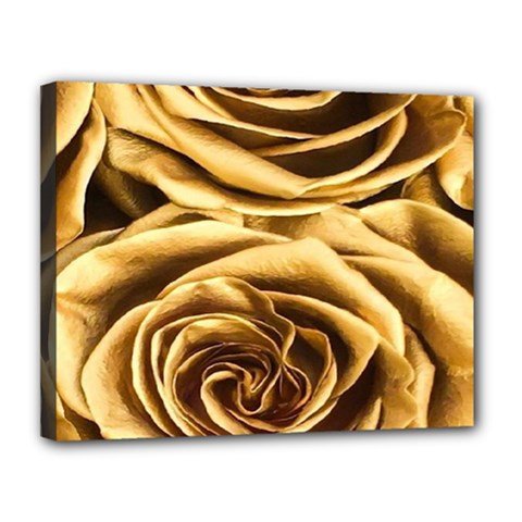 Gold Roses Canvas 14  X 11  (stretched) by Sparkle