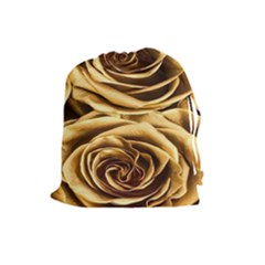 Gold Roses Drawstring Pouch (large)