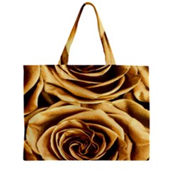 Gold Roses Zipper Mini Tote Bag by Sparkle