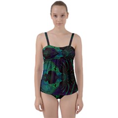 Fractal Flower Twist Front Tankini Set by Sparkle