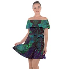 Fractal Flower Off Shoulder Velour Dress by Sparkle