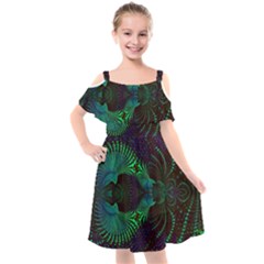 Fractal Flower Kids  Cut Out Shoulders Chiffon Dress by Sparkle