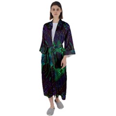 Fractal Flower Maxi Satin Kimono