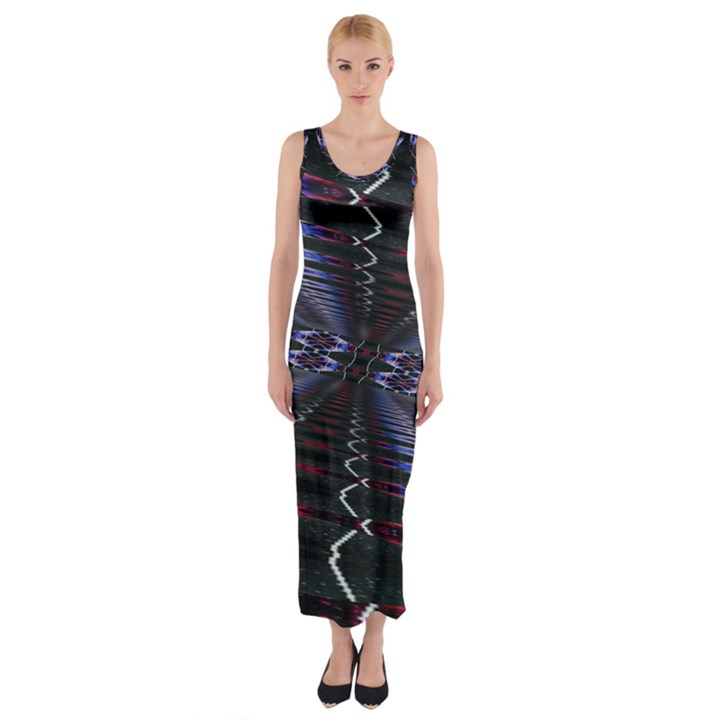 Digital Room Fitted Maxi Dress