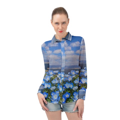 Floral Nature Long Sleeve Chiffon Shirt by Sparkle