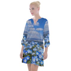 Floral Nature Open Neck Shift Dress