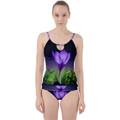 Flower Cut Out Top Tankini Set