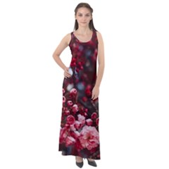 Red Floral Sleeveless Velour Maxi Dress by Sparkle