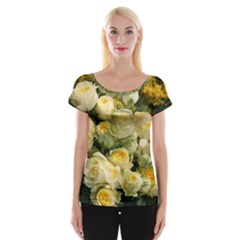 Yellow Roses Cap Sleeve Top by Sparkle