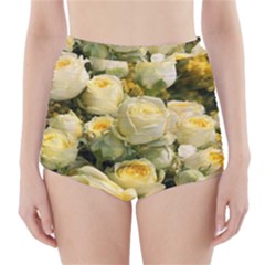 Yellow Roses High-waisted Bikini Bottoms by Sparkle