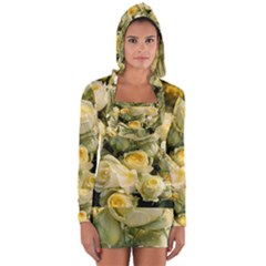 Yellow Roses Long Sleeve Hooded T-shirt by Sparkle