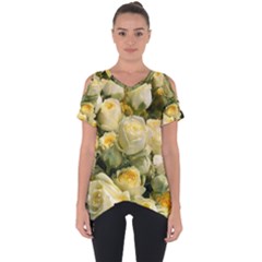 Yellow Roses Cut Out Side Drop Tee