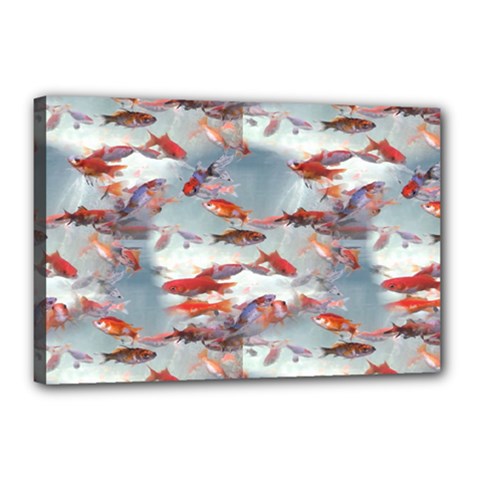 Golden Fishes Canvas 18  X 12  (stretched) by Sparkle