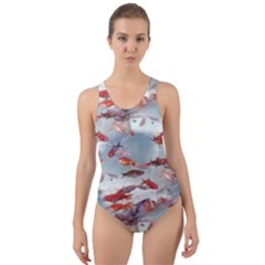 Golden Fishes Cut-out Back One Piece Swimsuit by Sparkle