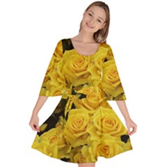 Yellow Roses Velour Kimono Dress by Sparkle