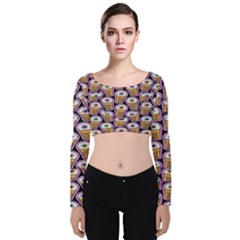 Eyes Cups Velvet Long Sleeve Crop Top by Sparkle