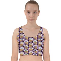 Eyes Cups Velvet Racer Back Crop Top