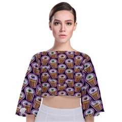 Eyes Cups Tie Back Butterfly Sleeve Chiffon Top by Sparkle