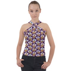 Eyes Cups Cross Neck Velour Top by Sparkle